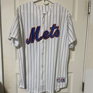 Majestic Mets White and Blue Pinstripe Jersey Delgado 21